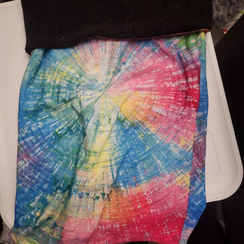 Colorful Tie-Dye(Fleece Lined) and Mint Green Face Shields Set Of 2